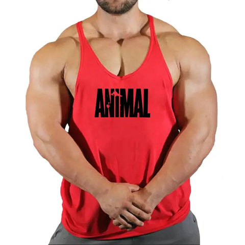 Summer Animal Gym Stringer Tank Top Men Cotton Clothing Bodybuilding.