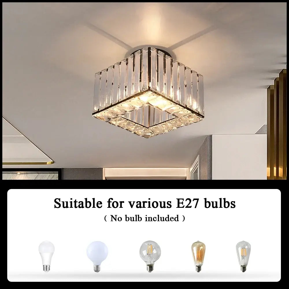 Modern Crystal Ceiling or Pendant Light, Black or Gold