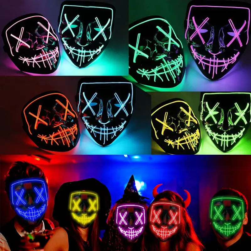 Poptrend Halloween Mask LED Light up Mask Scary mask for Festival Cosplay Halloween Costume Masquerade Parties Carnival Gift