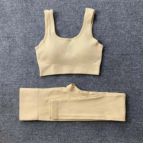 Women Seamless Yoga Set Gym Workout Clothes for Female Push Up Bra.