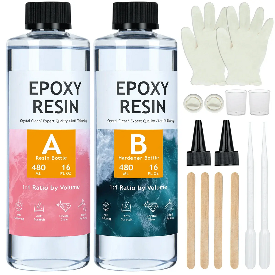 Crystal Clear Epoxy Resin Kit, Bubbles Free Epoxy Resin, Table Top &amp;