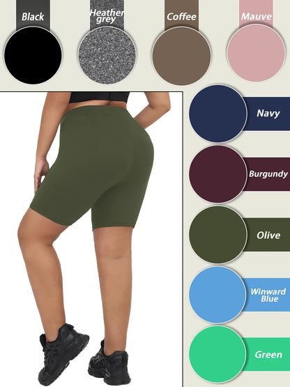 Plus Size Women’s Biker Shorts – Super Soft, High-Stretch, No See-Through | Workout, Yoga &amp; Casual | 1XL–4XL