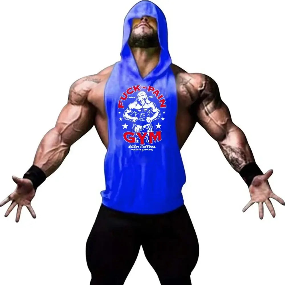 Men Bodybuilding Cotton Tank Top Gyms Fitness Hooded Vest Sleeveless Shirt Summer Casual Fashion Workout Gym Powerhouse Clothing