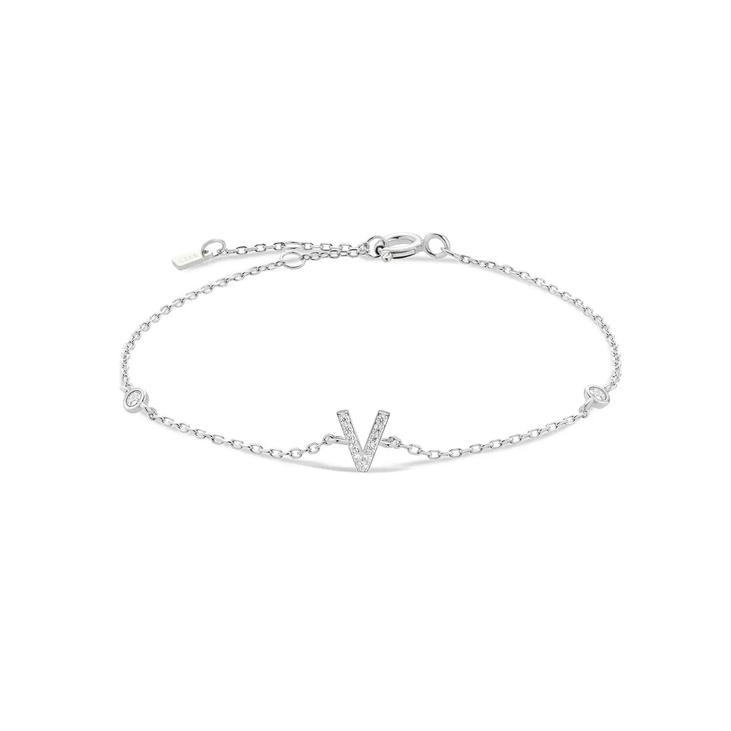 925 Sterling Silver Initial 26 Letters Alphabet Monogram Gold Name Bracelet Crystal CZ Zircon 2021 Fashionable Jewelry