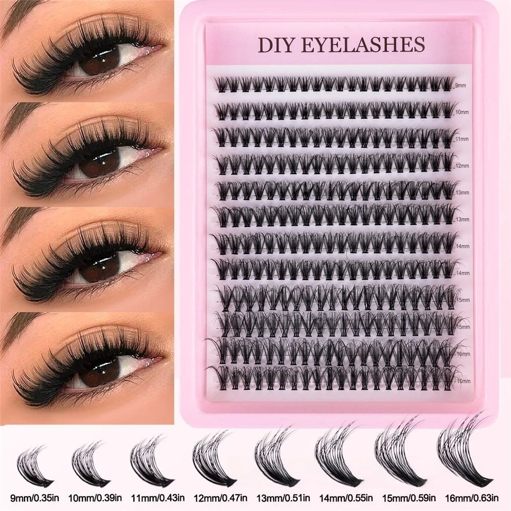 Cluster Lashes 240pcs – 40D Mixed Lengths 9–16mm | Ultra-Natural, Soft &amp; Light | Reusable | Beginner-Friendly