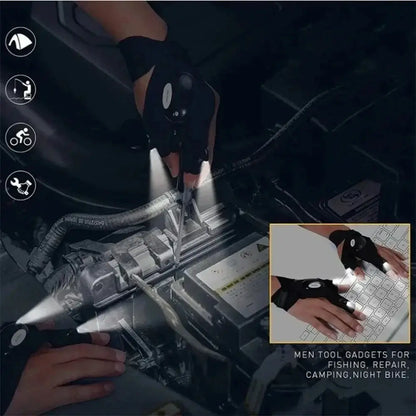 LED Fingerless Gloves for Fishing and Nighttime Tasks