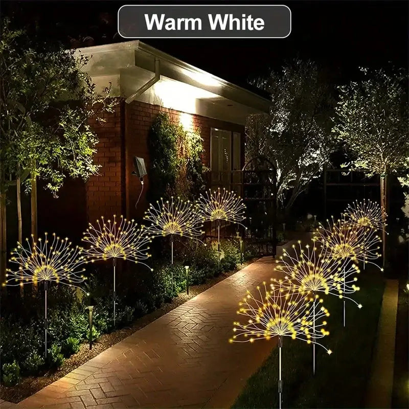 1/2/4/6Pcs Solar Firework Light Waterproof Outdoor 8 Lighting Modes 90-200LED Fairy String Light Christmas Decor For Garden