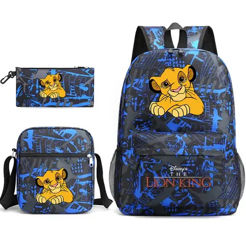 3Pcs Disney The Lion King Simba Bookbag Kids Backpack Boys Girls