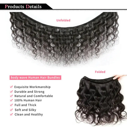 Body Wave Bundles Human Hair Brazilian Hair Weave Bundles 100% Natural Black Human Hair Extensions 3 PCS Bundles