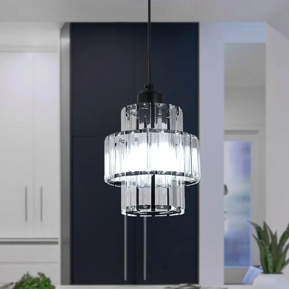 VETRULUS Crystal Pendant Light, Black or Gold