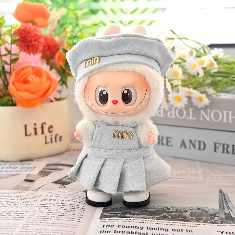 Labubu Fashion Overalls Pleated Skirt Set for Dolls