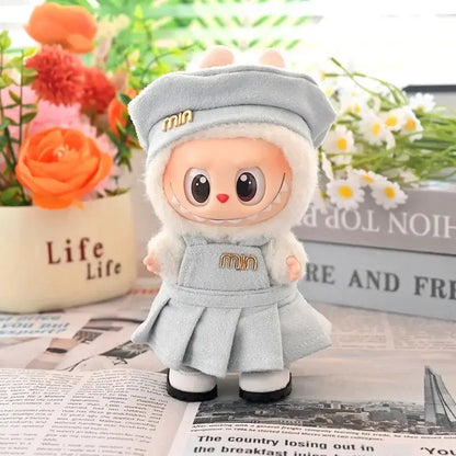 Labubu Fashion Overalls Pleated Skirt Set for Dolls