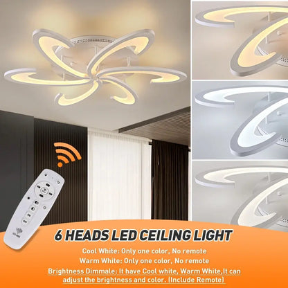VETRULUS Flower LED Ceiling Light, 6-Leaf Design