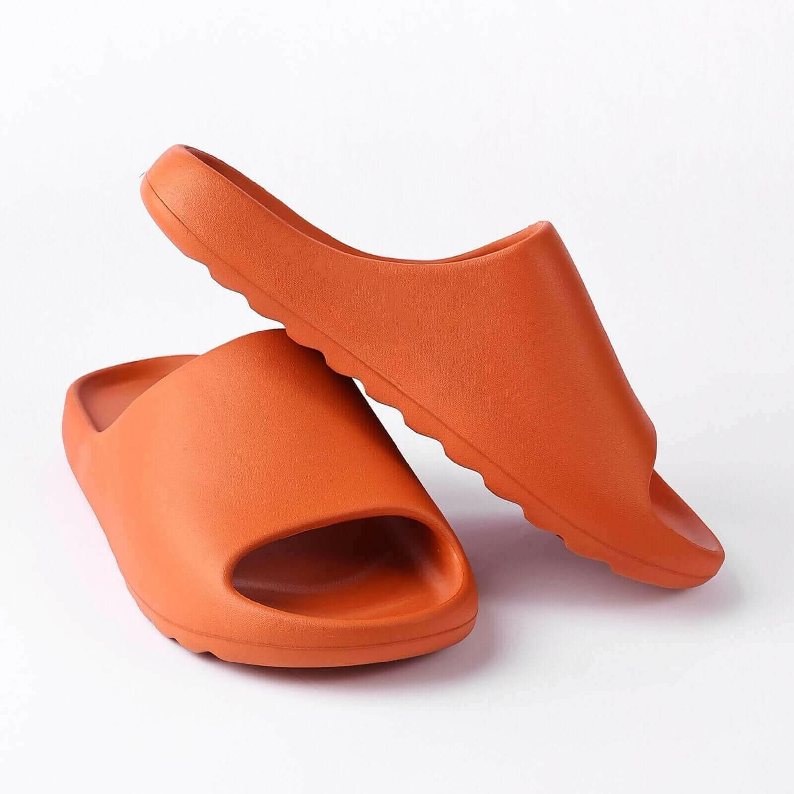 Platform Pillow Slides for Women - Orange Chunky Shower Slippers.