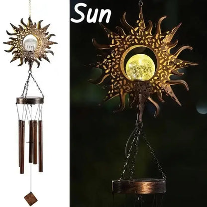 Glowing Crackle Glass Solar Wind Chimes Waterproof LED Outdoor Wind Bells Unique Garden Decorative Gifts