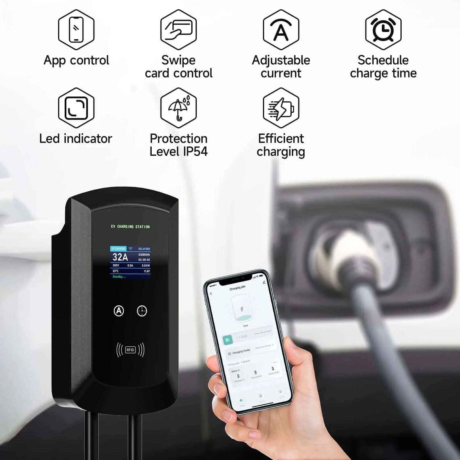 EV Charging Station 32A Electric Vehicle Car Charger EVSE Wallbox