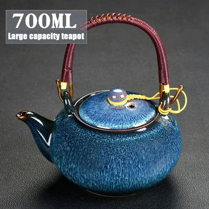 ceramic tea set with handle