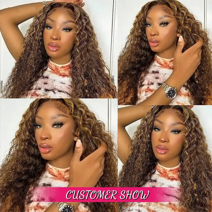 Water Wave Highlight Human Hair Bundles P4/27 Curly Brown Blonde Braiding Hair Bundles Water Wave Bundles Weaving Human Hair