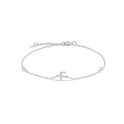 925 Sterling Silver Initial 26 Letters Alphabet Monogram Gold Name Bracelet Crystal CZ Zircon 2021 Fashionable Jewelry