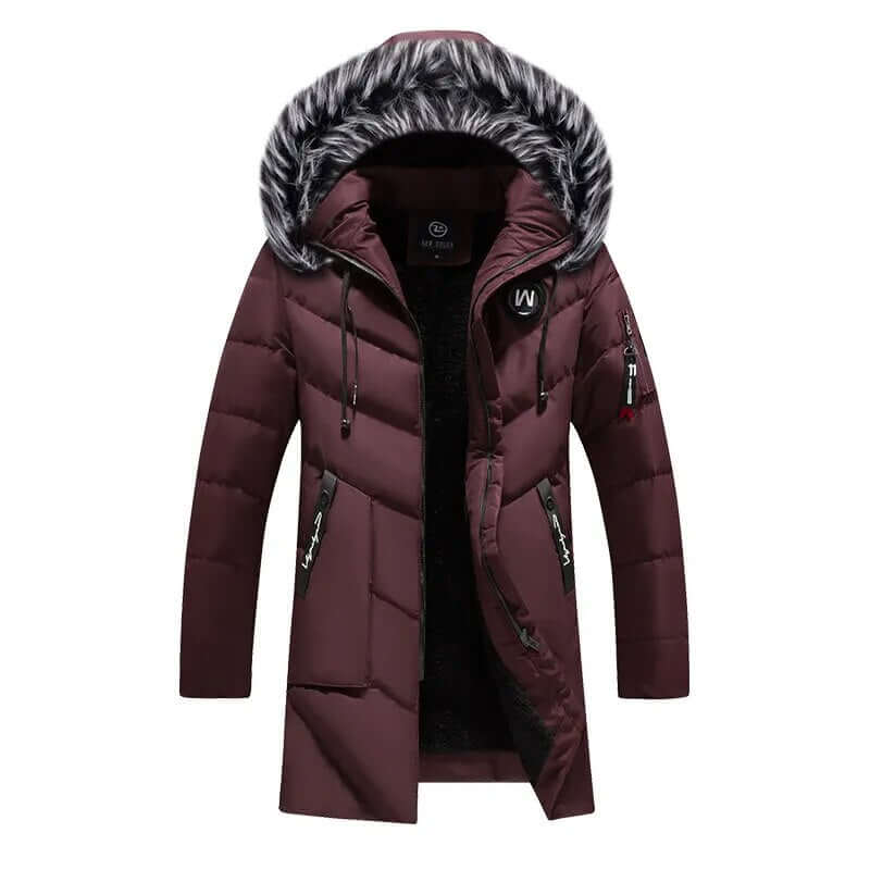 Men's Thick Fleece Winter Jacket Fashion Fur Hooded Warm Cooton Parka