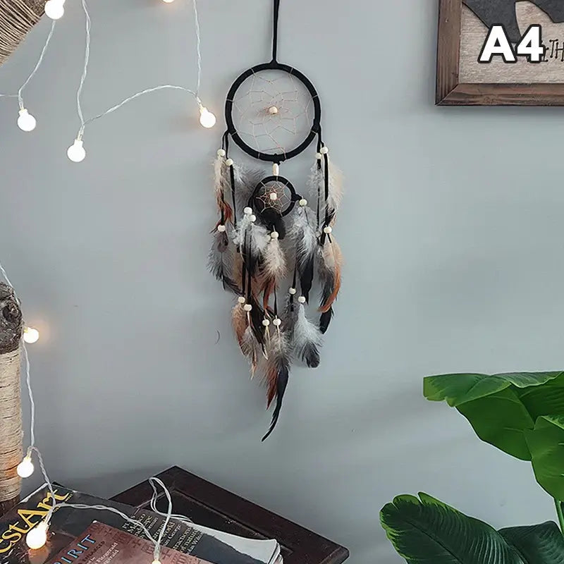 1Pc Indian Dream Catcher With Brown Feathers Wall Hanging Dream Catcher Bedroom Accessories Wind Chime Dream Catcher Home Decor