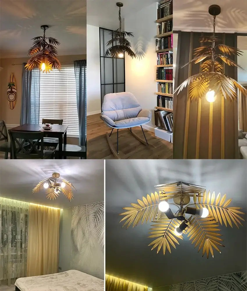 Boho Metal Palm Leaf Chandelier &amp; Ceiling Light