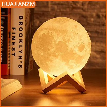 Battery-Powered LED Moon Night Light with Stand
