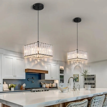 Modern Crystal Ceiling or Pendant Light, Black or Gold