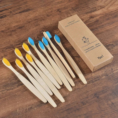Bamboo World Adult Bamboo Toothbrushes - Set of 10