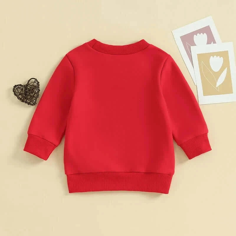 2023-10-17 Lioraitiin 0-3Y Toddler Baby Girl Valentines Day Outfit Letter Print Crewneck Sweatshirt Pullover Sweater Shirt.