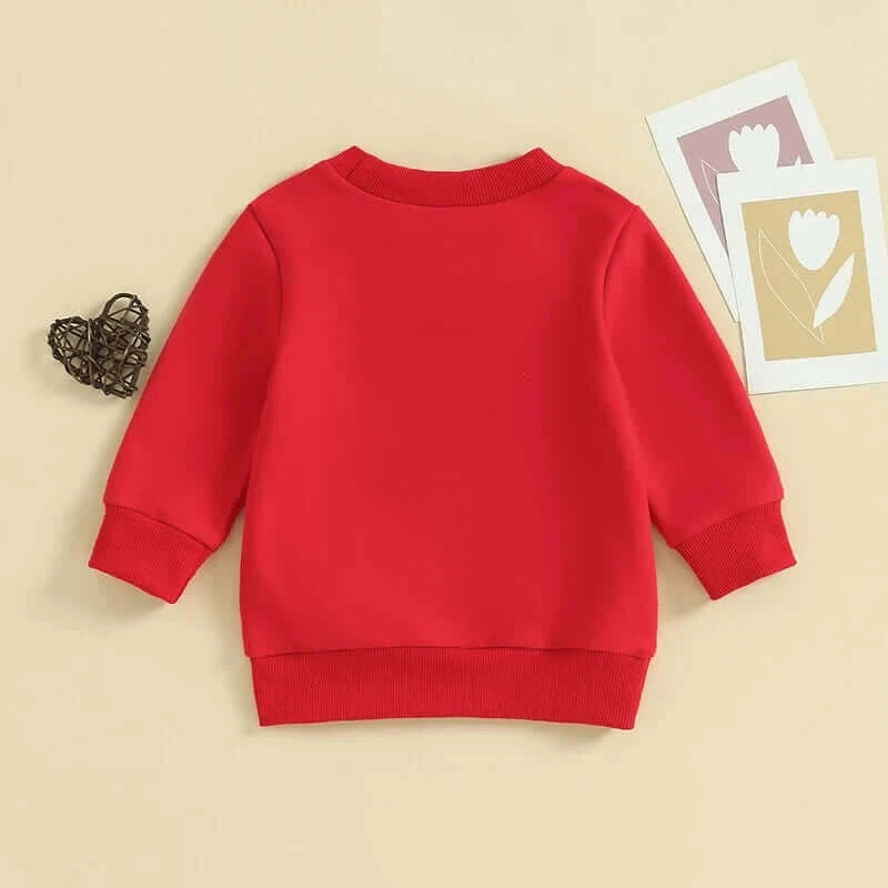 2023-10-17 Lioraitiin 0-3Y Toddler Baby Girl Valentines Day Outfit Letter Print Crewneck Sweatshirt Pullover Sweater Shirt
