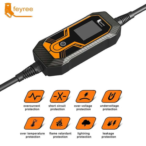 feyree Portable EV Charger Wallbox Type2 Cable 32A 7KW with CEE Plug