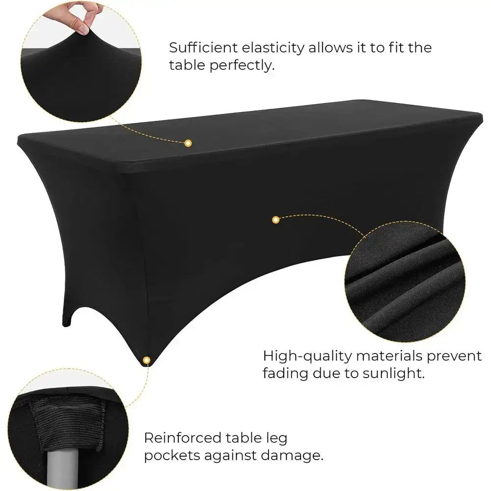 Portable 6ft Folding Table with Black Cloth, HDPE Top, Safety Locks, Compact Storage, Ideal for Outdoor Dining and Events