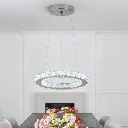 GreeLustr Crystal Ring LED Pendant Light, 1 or 3 Rings