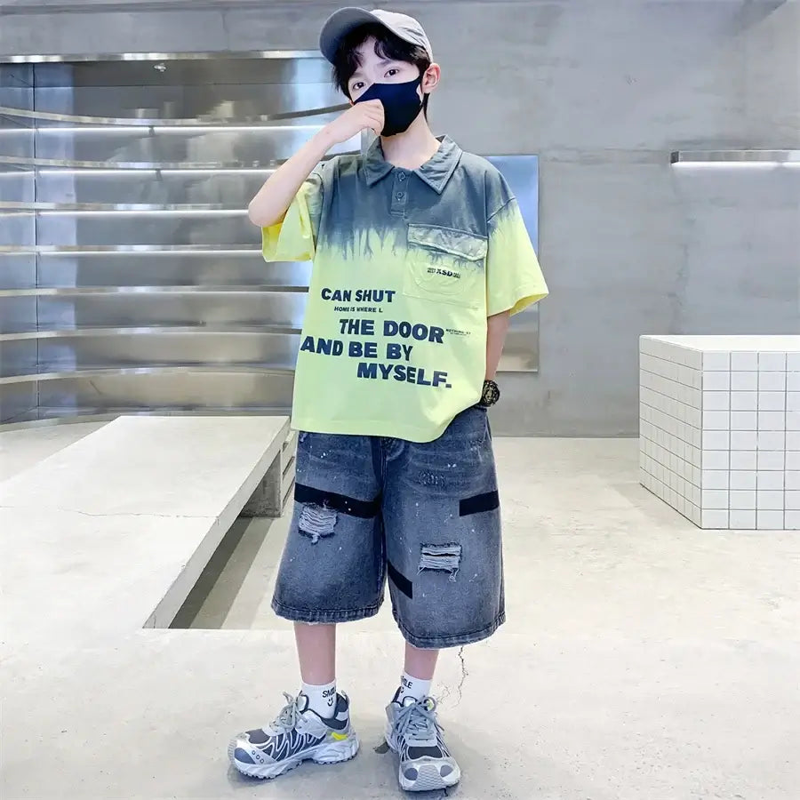 Teen Boys Clothing Sets Summer Kids Clothes Casual Outfit Suit 2PCS Tweens Child Letter Tracksuit Costume Age 5 7 8 9 11 13 14 Y