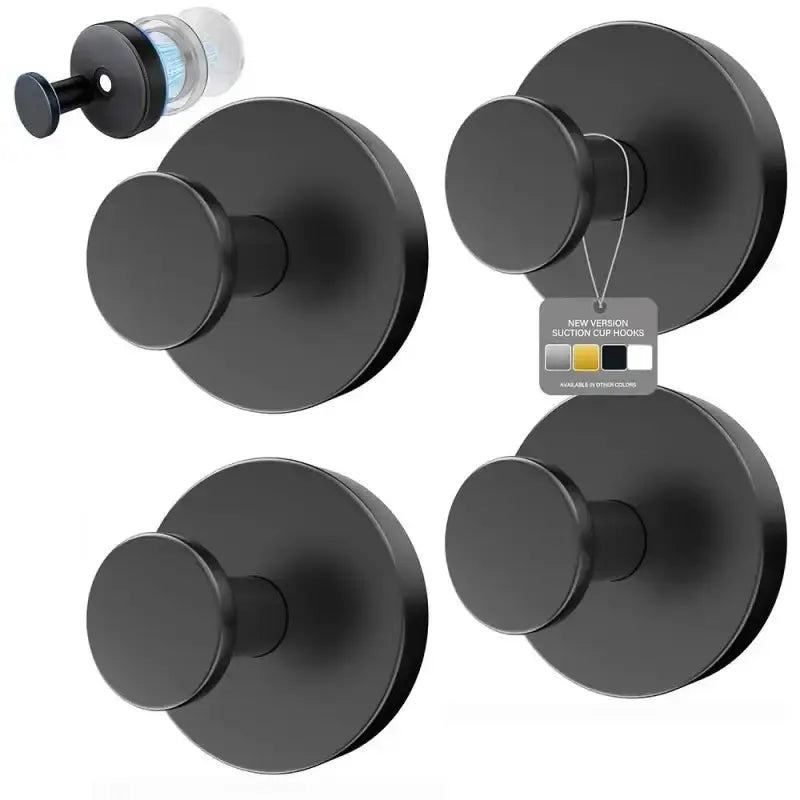 Matte Black Towel Hook (2-Pack) Shower Suction Wall Mounted Removable Hanger for Bathroom Coat Robe Bedroom Kitchen Hotel Pool