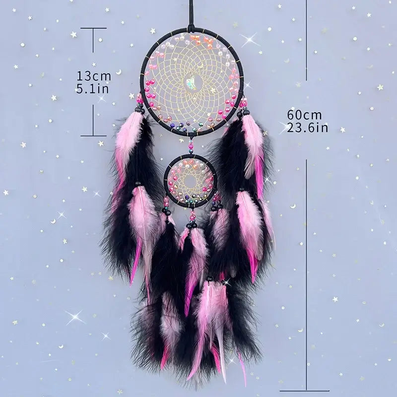Dream Catcher Living Room Bedroom Hanging Ornaments Crystal Hand-woven Colorful Feather Wind Chime Festival Gift Home Decoration