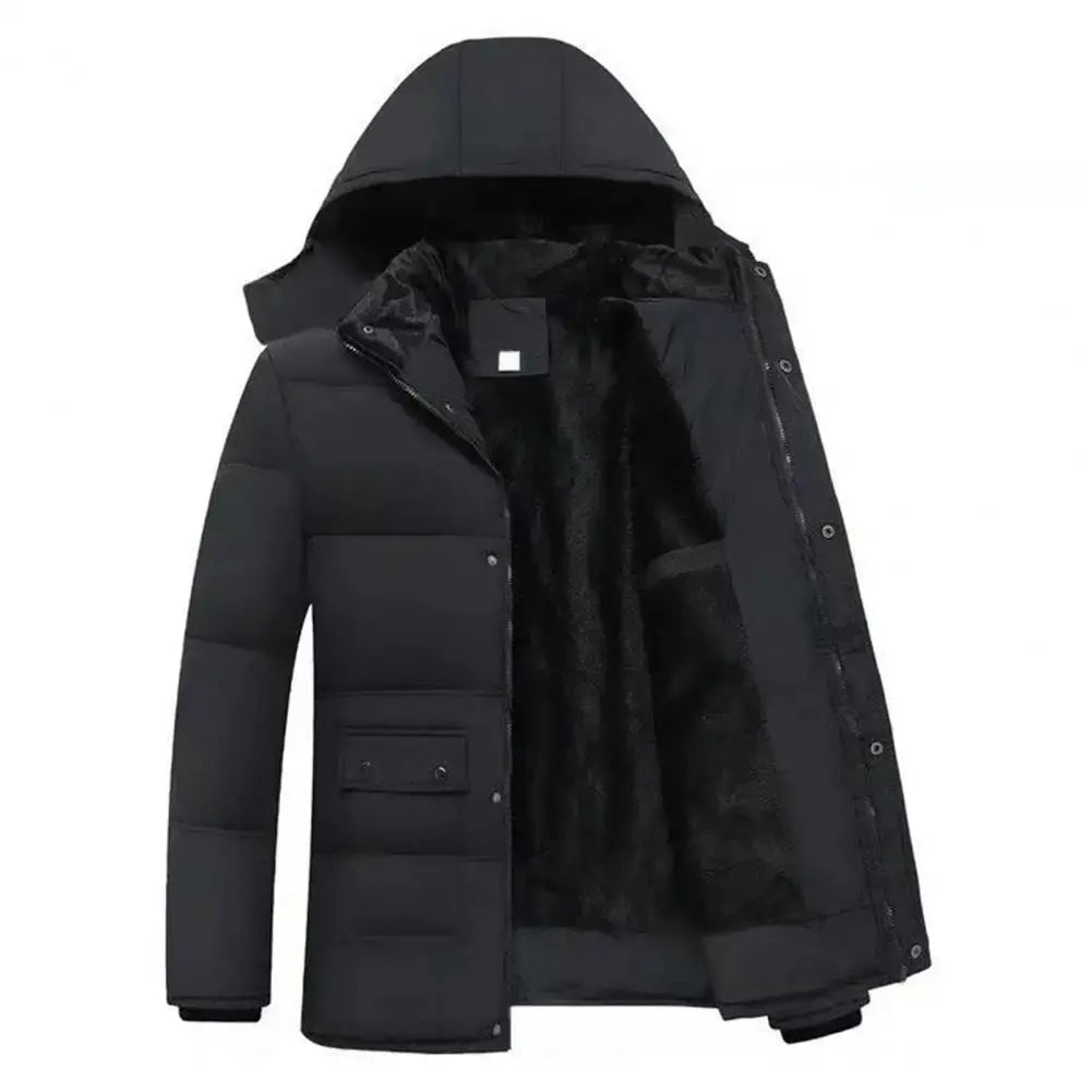 Mens Winter Cotton Jackets Mens Fashion Casual Slim Hooded Large Size