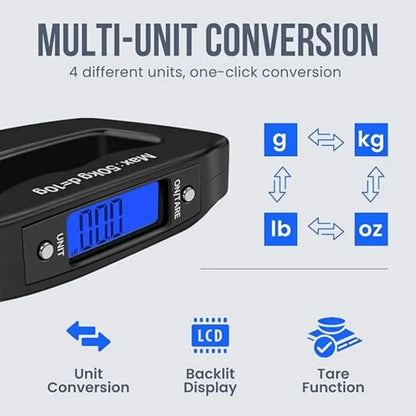 50Kg 10g Luggage Weight Scale, LCD Luggage Scale Travel Digital, Fish Scale, Home Electronic Portable Hanging Weight Hook Travel Luggage Scale