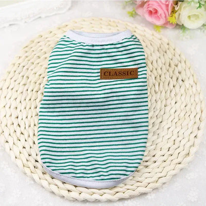 Summer Cotton Striped Vest for Small Dogs