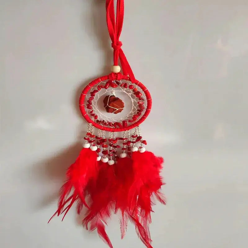 Dream Catcher Feather Pendant Crystal StoneHome Decor Wall Hanging Car Pendant Schoolbag Wind Chimes Dreamcatcher Decoration