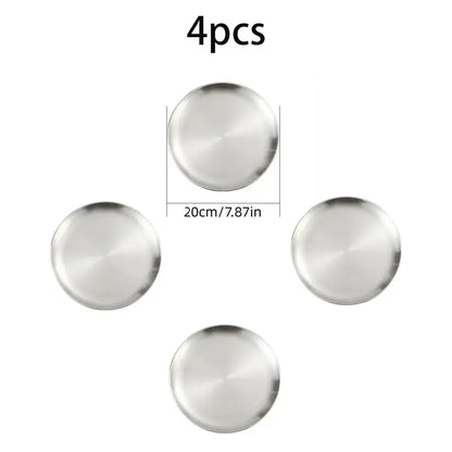 4pcs Stainless Steel Silver Plates - Korean Style