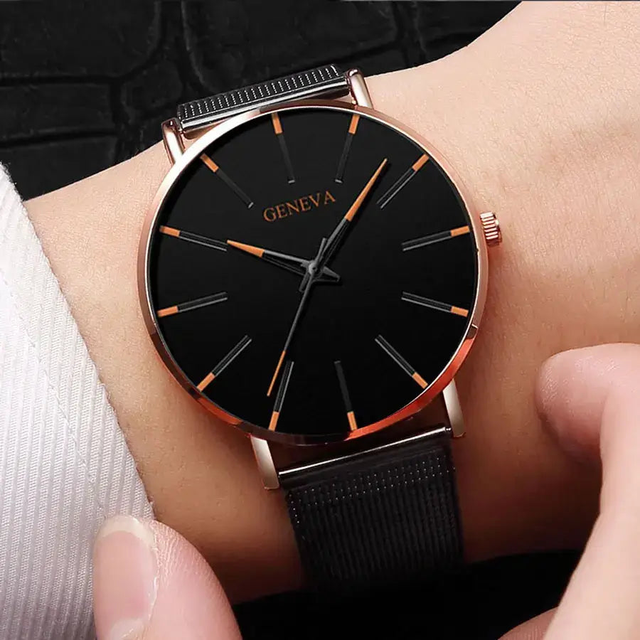 JIANUO Unisex Quartz Mesh-Strap Watch