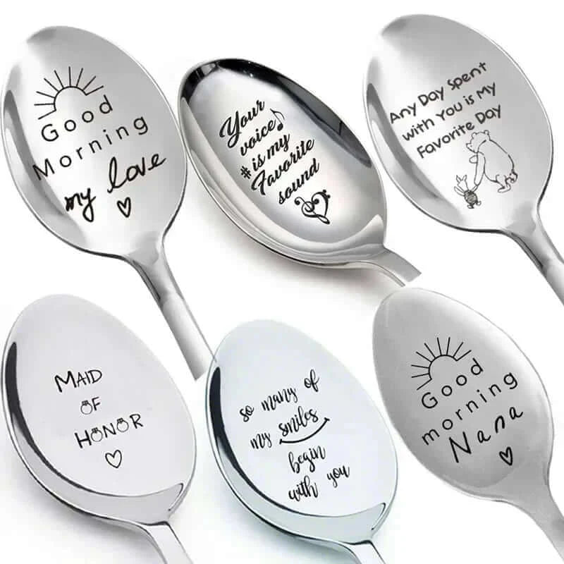 Valentines Day Gift Stainless Steel Milk Coffee Spoons Love Letter Wedding Souvenirs Anniversary Gift for Girlfriend Boyfriend.