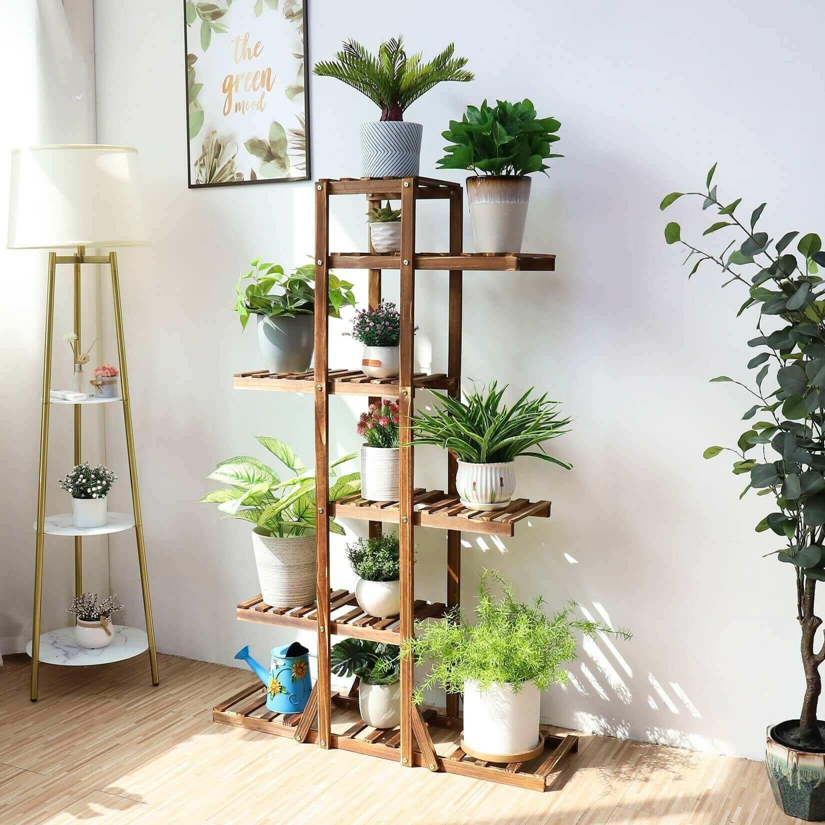 Indoor 6 Tier Wooden Plant Home Decor Stand.