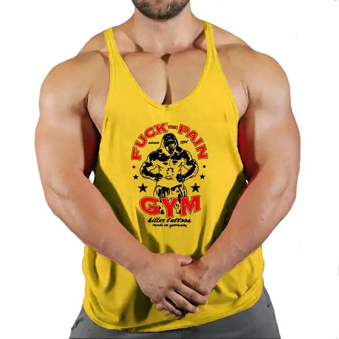 Brand Vest Muscle Fashion Gym Mens Back Tank Top Sleeveless Stringer.