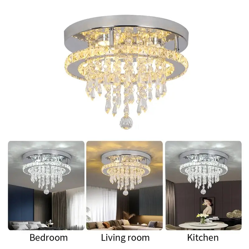 Modern Crystal LED Flush-Mount Ceiling Light