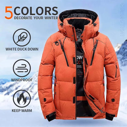 Down Jacket Men White Duck Winter Coat Windproof Warm Parkas Travel.