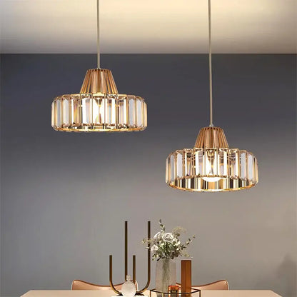 GreeLustr Modern Crystal Pendant Light, Black or Gold