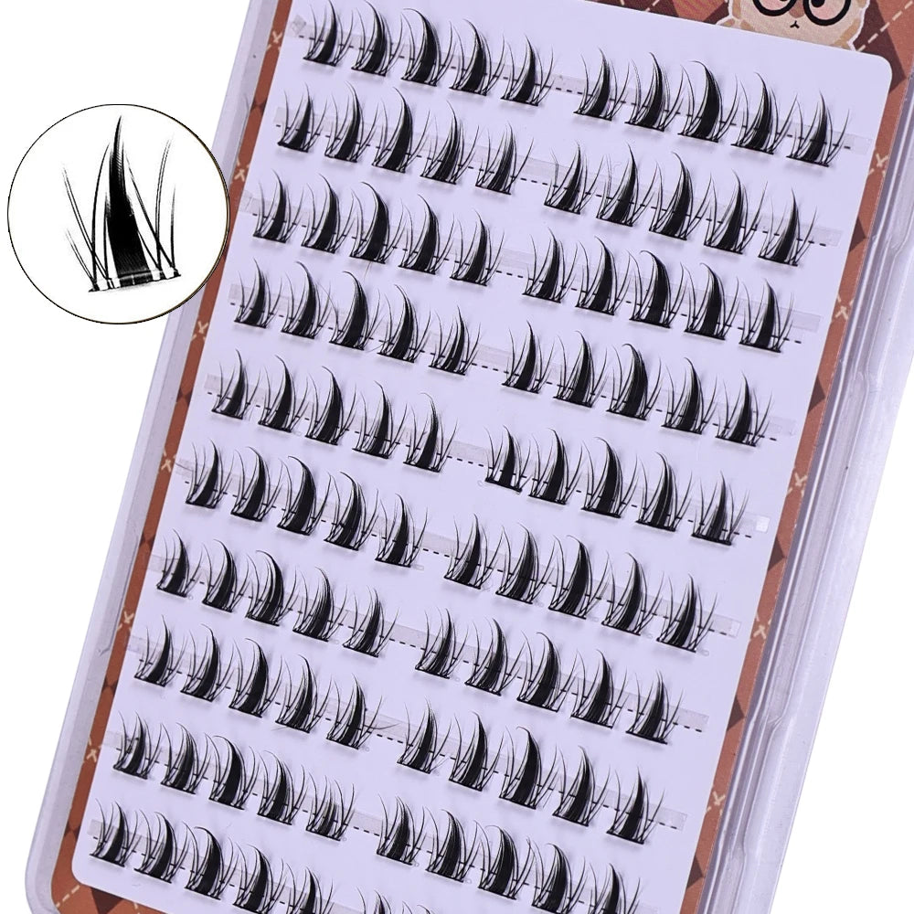 DIY Self-Adhesive Cluster Lashes – 10 Rows/Box | Glue-Free | Natural Long Manga Style | Handmade | Unisex